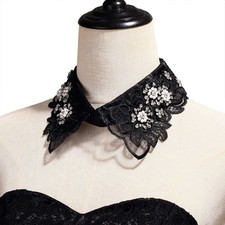 Embroidery Floral Beaded Faux Collar Neckpiece for Women Detachable Lace Collar