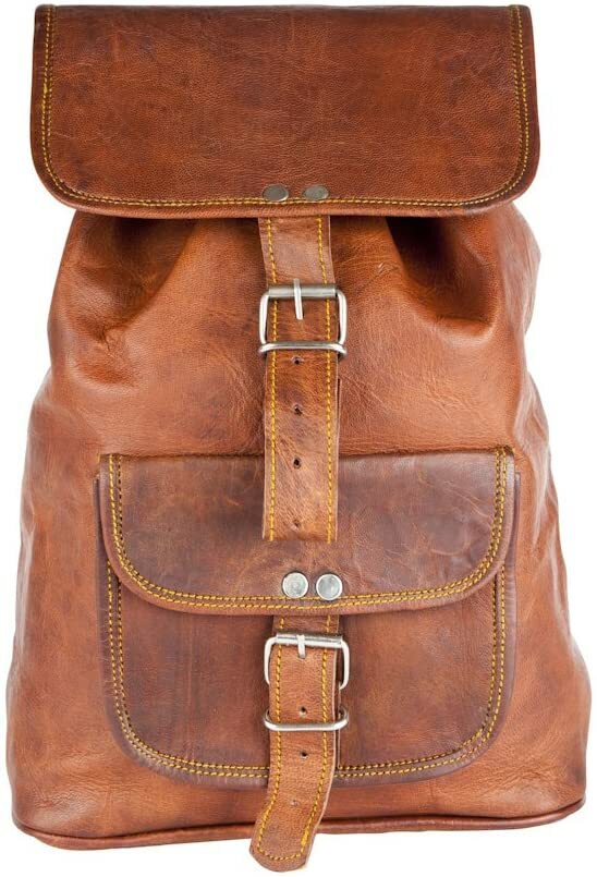 Mochila retro vintage de cuero para hombre encantadora hecha a mano estilo vi...