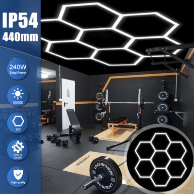 7X Hexagon LED Lampe Röhren Werkstatt Garage Decken Leuchte Waben Beleuchtung