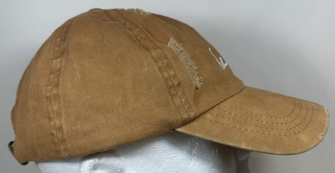 Hello Hat Rust Orange Distressed Cursive Peace Lo… - image 5