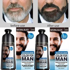 2PCS Men Beard  Mustache Natural Hair Color Shampoo Permanent Black Dye Cream