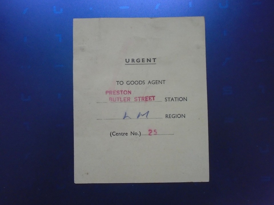 B.R. wagon label. Preston Butler Street Oldbury. 26 Feb, 1959. eBay