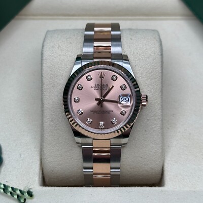 Rolex Datejust 31 NEW 2025 Sundust Pink Diamond Dial Two Tone Rose Gold Oyster
