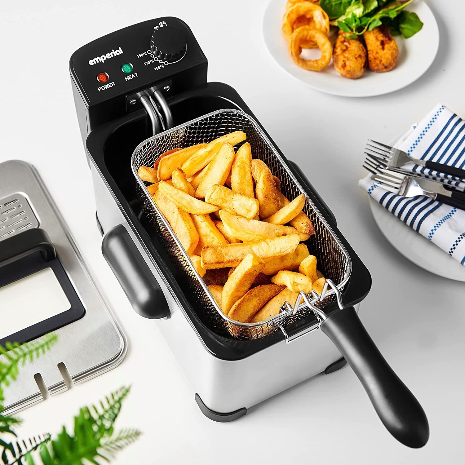 Emperial Deep Fat Fryer 3L Chip Fryer Oil Fried Chips Safe Basket