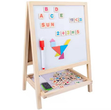 2 In 1 Double Side Baby Kids Child Standing Art Wooden Drawing Board