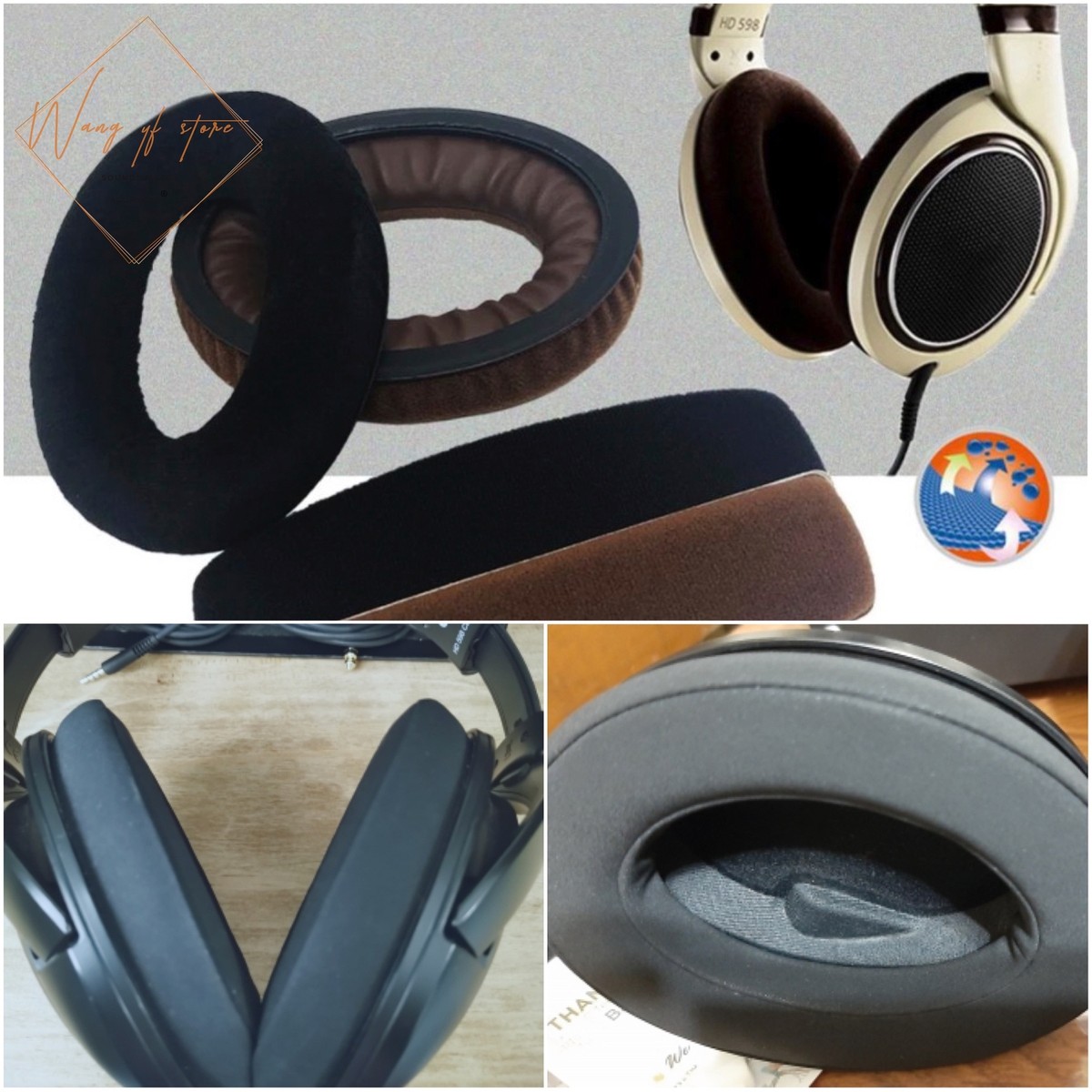 Velvet EarPads Headband Cushion for Sennheiser HD598 HD515 HD518 HD555 HD595