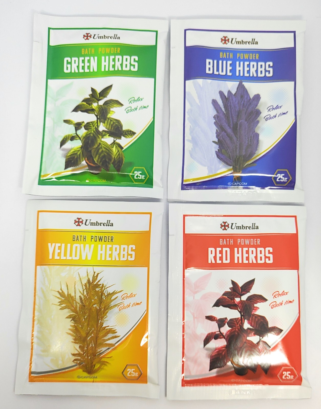 Biohazard Resident Evil Green Red Blue Yellow Herb Set Bath Salts Capcom Store