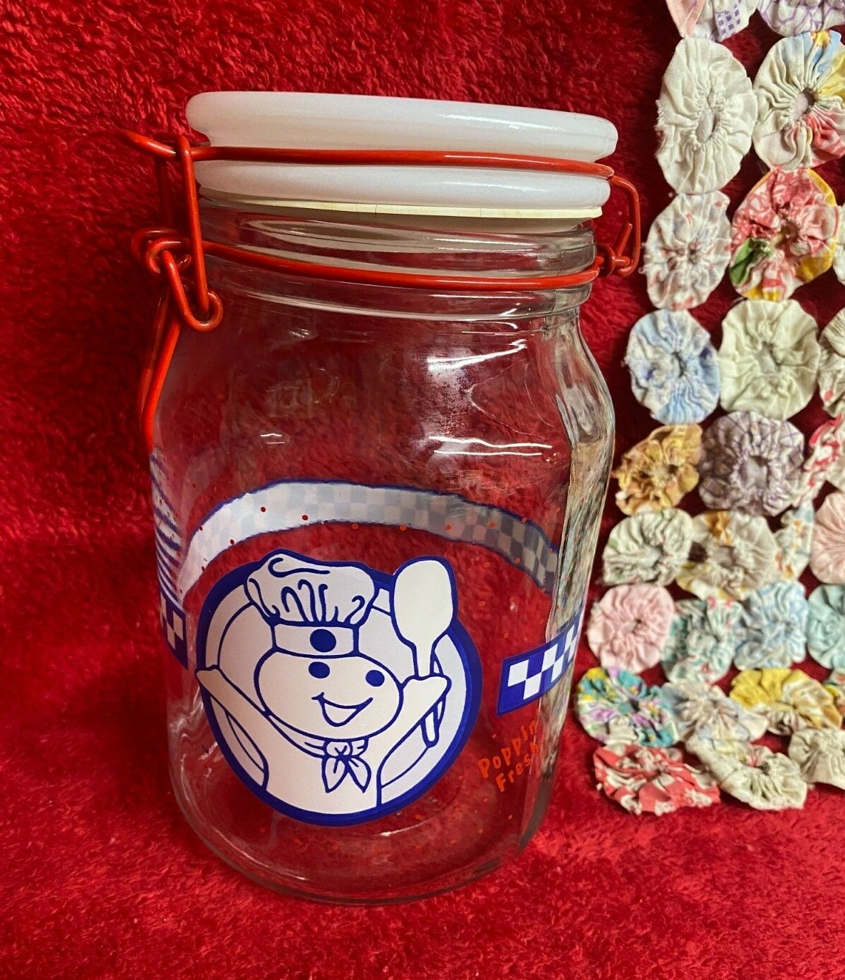 Vtg Pillsbury Doughboy Poppin Fresh Lock Lid Cannister Cookie Jar So