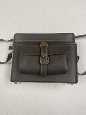 Vintage Brown Leather Camera Case 9 1/2 x 7 1/2 x 3 1/2 With Vinyl Strap