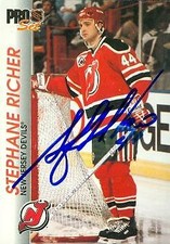 Stephane Richer autographed Hockey Card (New Jersey Devils) 1992 Pro Set #93
