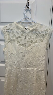 Sans Souci Ivory White Lace Sleeveless Sheath Bodycon Dress Large | eBay