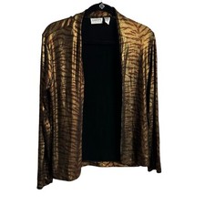 CHICO S Traveler Jacket Bronze Animal Print Monique Tiger Coat Metallic Sz 1 S 8