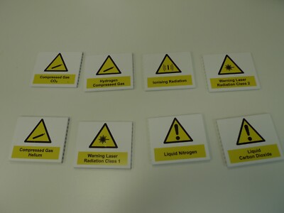 Laborschild Laser radioaktiver flüssiger Stickstoff komprimiertes Gas ionisierend gesteuert ar