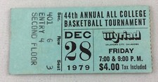 1979 12/28 44th Annual All College Oklahoma Basketball Tournament Ticket Stub