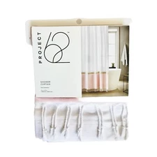 Project 62 White Pink Gold Tassle Shower Curtain NEW 