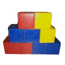 Tupperware Tuppertoys 9 Interlocking Alphabet Blocks Primary Colors AFIKMOQRT