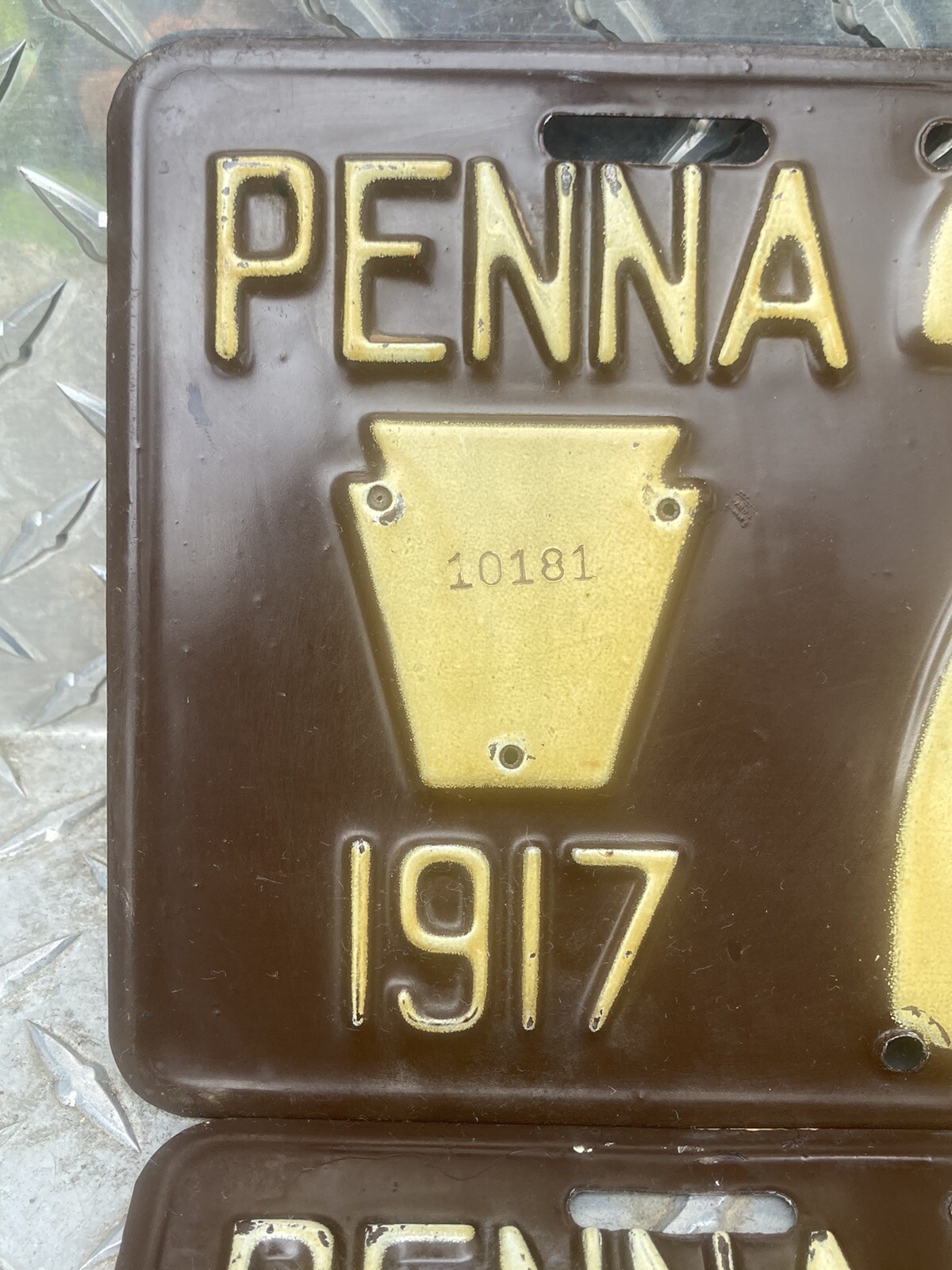 VINTAGE 1917 PENNSYLVANIA PA LICENSE PLATE TAG REGISTRATION MODEL T