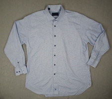 David Donahue Dress Shirt Men 18.5 36 Blue Trim Fit Button Up Dobby Textured