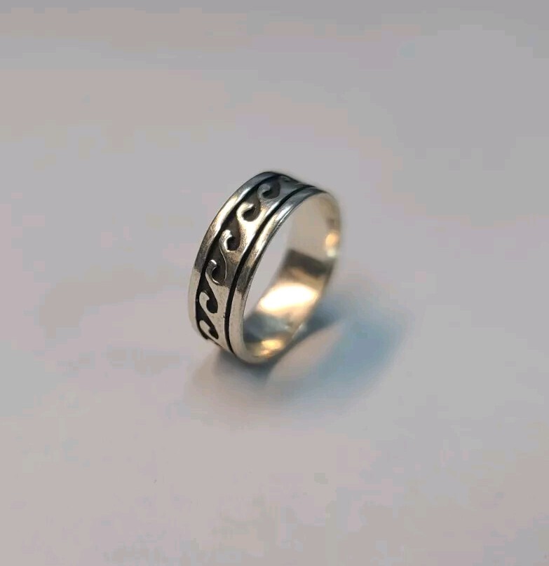 Oceanic Solid Sterling 925 Silver Ocean Wave Desi… - image 10