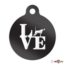 Love English Pointer Engraved Keychain Round Tag w/tab park v2 Many Colors