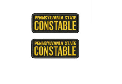 PA STATE CONSTABLE 2 EMBROIDERY PATCH  2X5 HOOK ON BACK GOLD ON BLACK