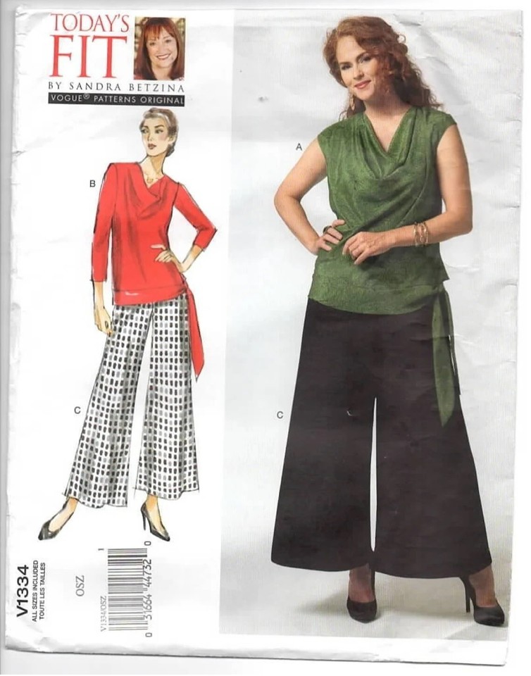 Vogue TODAY'S FIT BY SANDRA BETZINA Top, Culottes Pants Pattern V1334 ...
