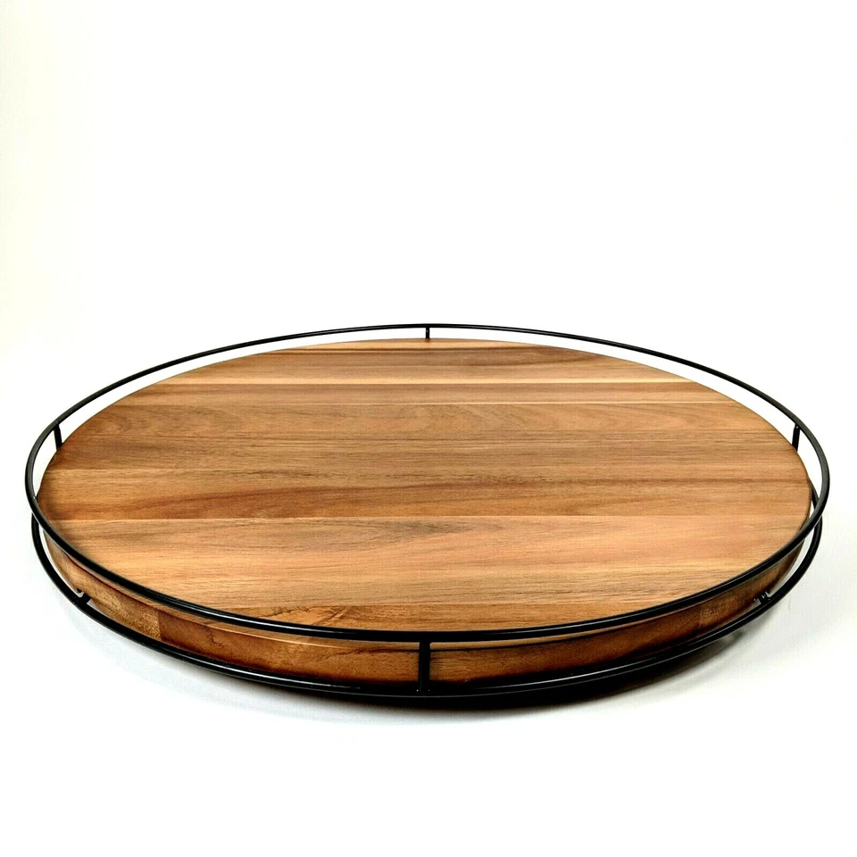 Hearth and Hand Magnolia - 18-inch Acacia Wood Lazy Susan - Rotating Serve Tray - Image 2 of 4