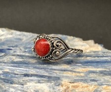AAA Red Coral 925 Sterling Silver Bali Design Ring Handmade Ring Graduation Gift