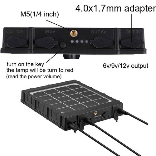 Hunting Trail Cameras Solar Panel Charger 6v/9v/12v 8000mAh for Feeder Kit - Picture 5 of 9