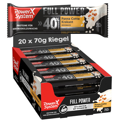 High Protein Riegel Full Power Panna Cotta Krokant 40% Eiweiß Vitamine 20 x 70g
