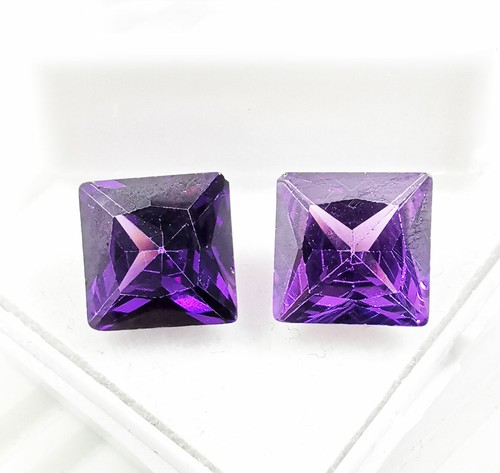 12.80 Ct Pair violet Zircon Princess Cut Loose Gemstones 8.95x8.95x5.15 MM - Picture 6 of 6
