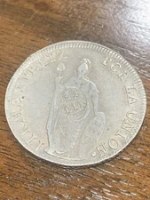 1835 MT Spanish Philippines Counterstamp on Peru 8 Reales Silver Isabel YII