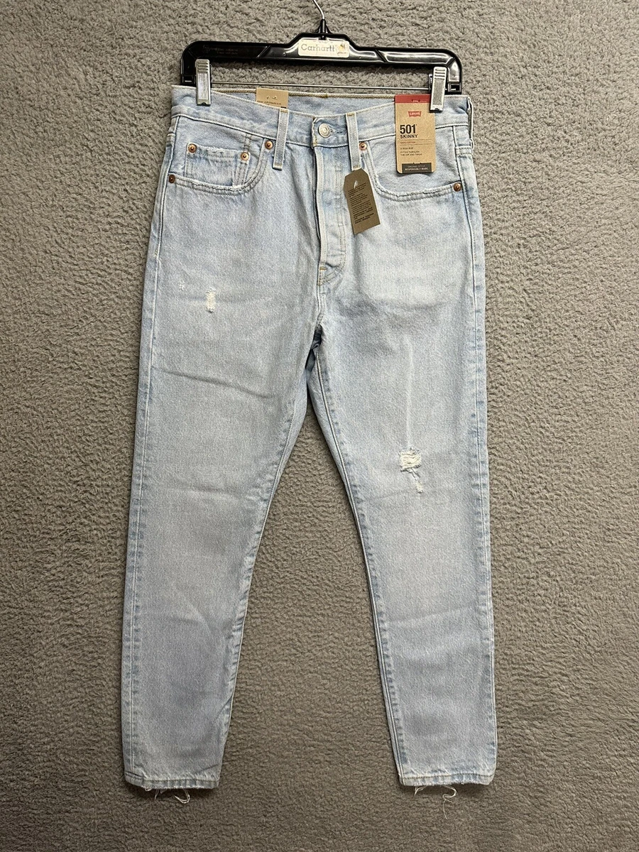 Levi s Mens 501 Original Fit High Rise Jeans Straight 27 X 28 Light Denim Thrash