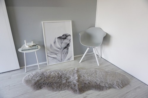 Genuine Australian Double Sheepskin Rug Extremely Soft Silky Silver Grey Wool US - Picture 2 of 5