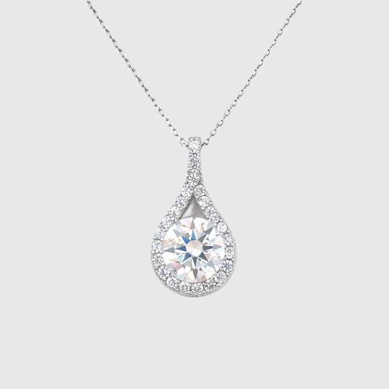 Teardrop Halo Diamond Pendant necklace 