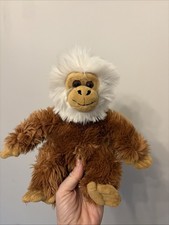 Keel Toys Brown White Monkey Plush Fluffy Long Tail  9” 