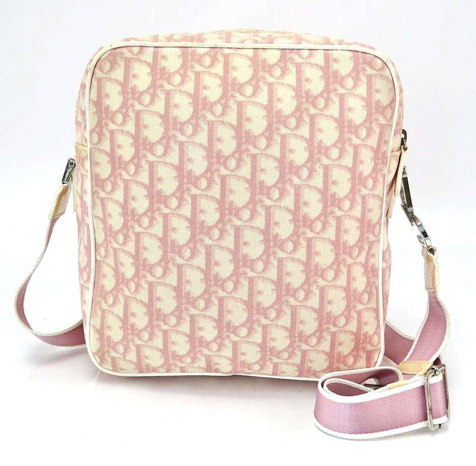 Auténtico Bolso Bandolera CHRISTIAN DIOR Rosa Trotter Lona Hombro Cartera #60563 Foto 3 de 4