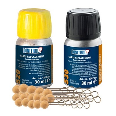 DINITROL WINDSCREEN GLUE 520 30ml AND DINITROL 530 30ml + 20 FELT BUDS
