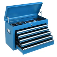 Portable 5 Drawers Tool Chest Metal Tool Storage Cabinet Tool Box Organizer Blue