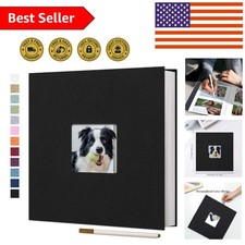Black Linen Scrapbook Album with 40 Self-Adhesive Pages for DIY Memories