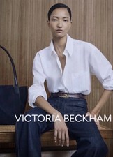 VICTORIA BECKHAM Alina High Rise Wide Dark Indigo Wash Waist 27 Leg 34 RRP £390