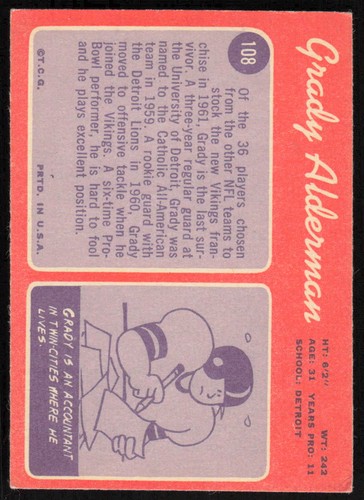 1970 Topps #108 Grady Alderman - $1 SHIPPING (JB4) - Picture 2 of 2