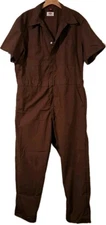 Vintage BROWN Dickies Workwear  Coveralls Jumpsuit Embroidered Logo 46 Short Vtg