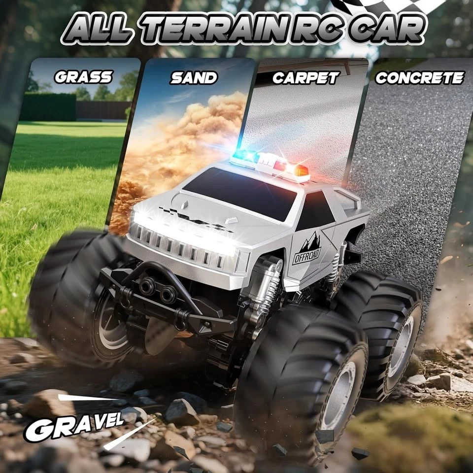 RC Truck Toy 1:24, Off-Road Pickup, Lights, 2 Batteries, Gift for Boys - Image 4 of 4