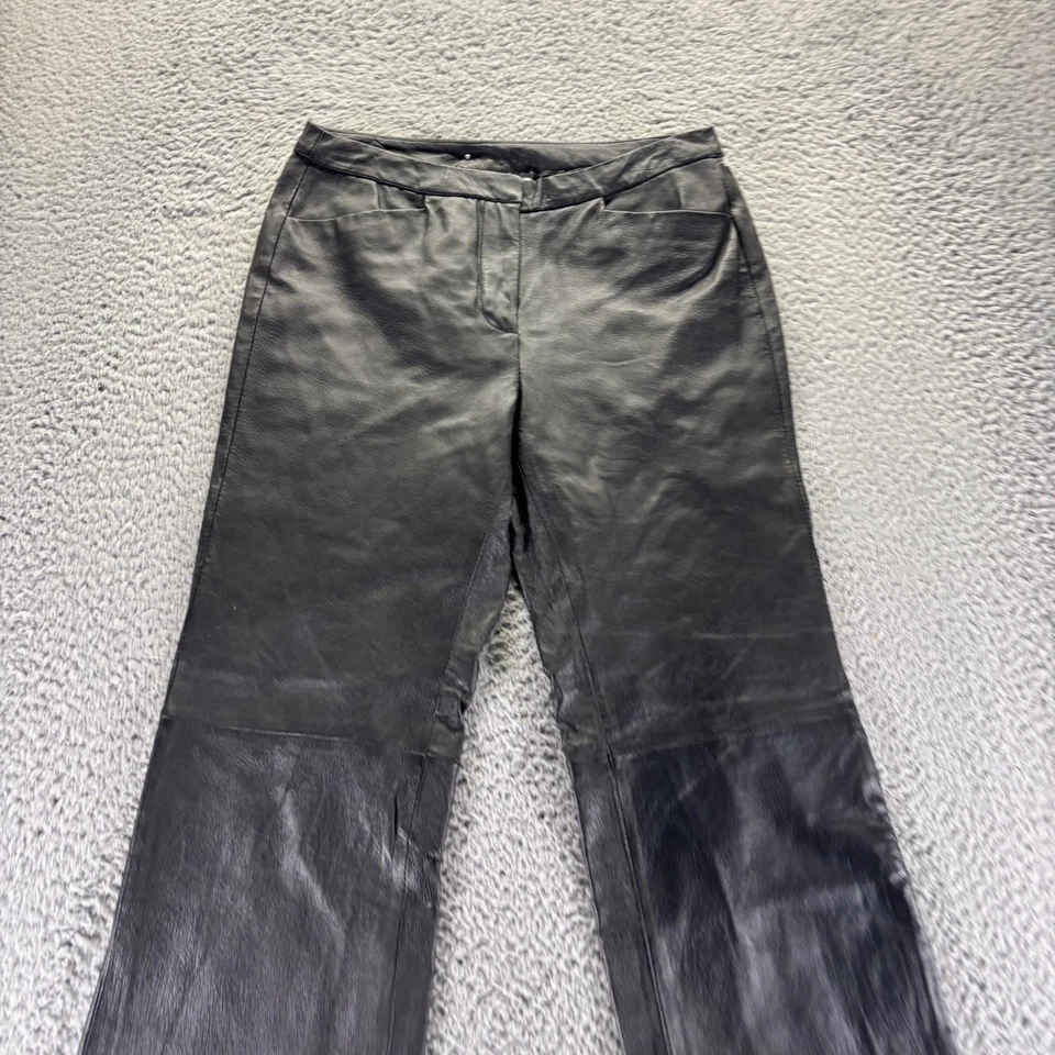 Chadwicks Leather Pants Womens Size 4P Black Straight Loose Fit - Image 2 of 4