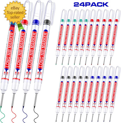 24 Pieces Long Nib Marker Pens Deep Hole Marker 20Mm Multi-Purpose Long Head Dri