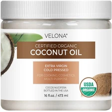 Velona USDA Certified Organic Coconut Oil Extra Virgin 2 FlOz-1 Gal Cold Pressed