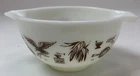 Vintage Pyrex Early American Cinderella Mixing Bowl White Brown 1- 1/2 pint USA
