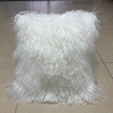 100 Real Mongolian Lamb Fur Cushion Cover/Pillowcase 26x26inch, White 