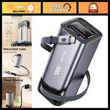 20000mAh Power Bank Fast Charging, Retractable USB-C Cable, 100W Portable Charge